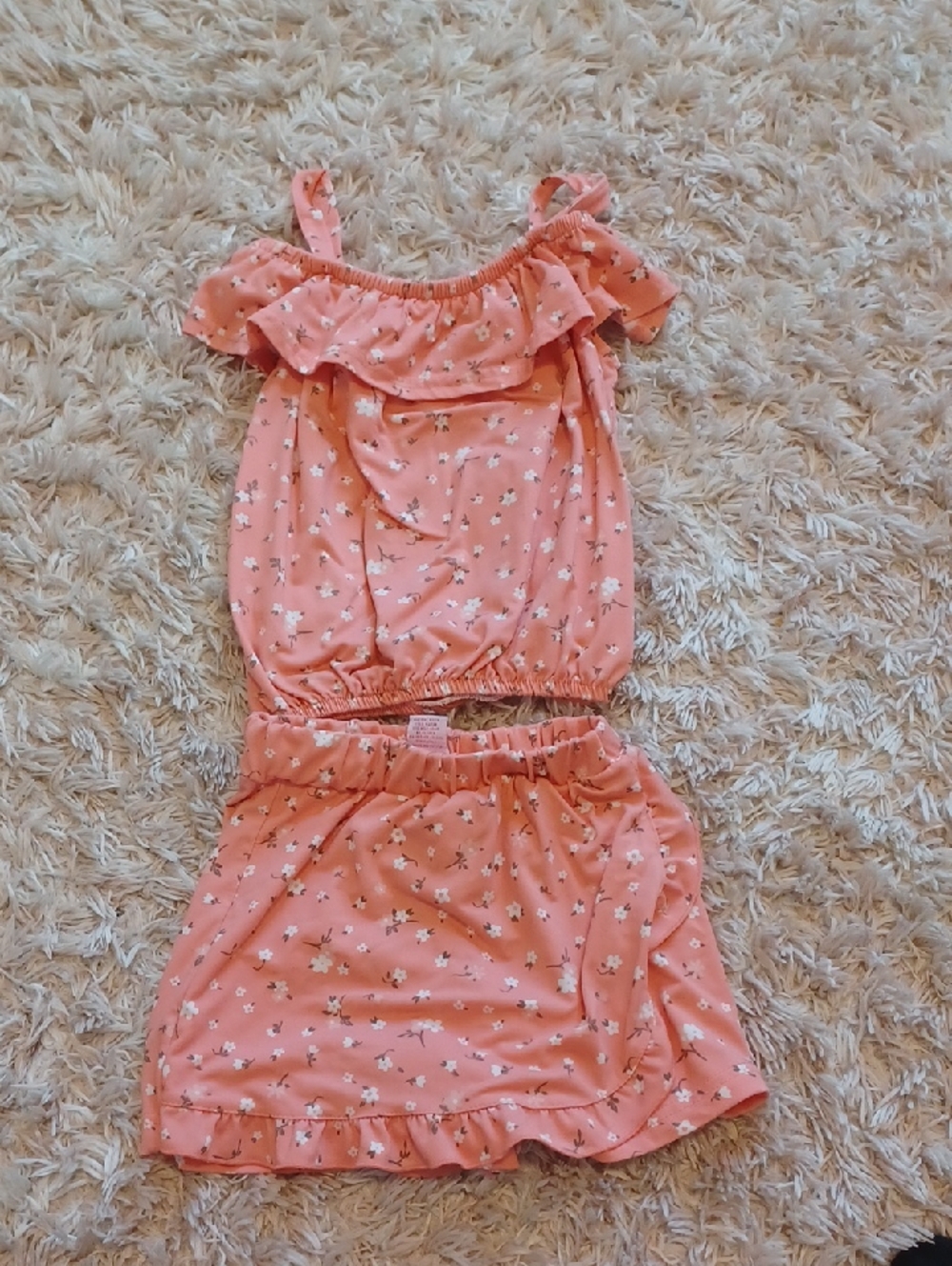 Girls' Pink Floral Ruffle Two-Piece Set